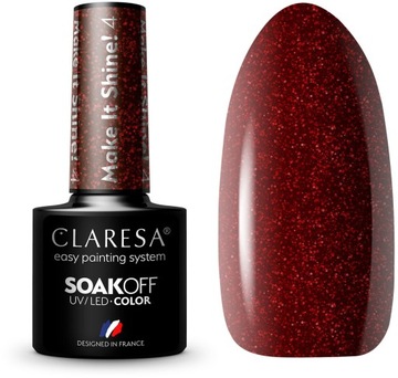 Лак для ногтей Claresa Make It Shine 4 гибридный с блестками 5 г