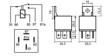 RELÉ VOZIDLOVÝ UNIVERZÁL AUTOMAT DO DRL LED 12V 5 PIN 40 AMPÉR