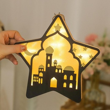 Деревянные светильники Eid AL Adha, декоративный ночник, подвесной светильник, стиль C