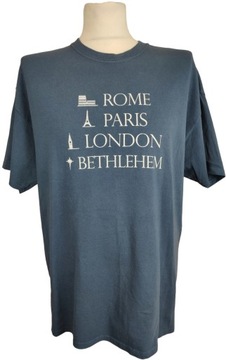 GILDAN GRANATOWY T-SHIRT ROME PARIS LONDON rozm XL