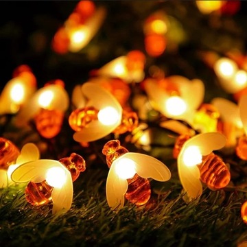 GIRLANDA LAMPKI SOLARNE PSZCZOŁY ZESTAW LAMPEK 20 LED OGRODOWE PSZCZÓŁKI