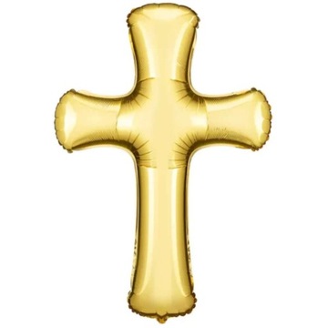 BALON foliowy KRZYŻ złoty na KOMUNIĘ wesele CHRZEST ŚWIĘTY dekoracja