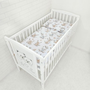 Кровать с постельным бельем и комод с пеленальным столиком - Бежевое Сафари - Детская мебель