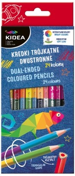 Kredki dwustronne trójkątne 24-kol., Kidea