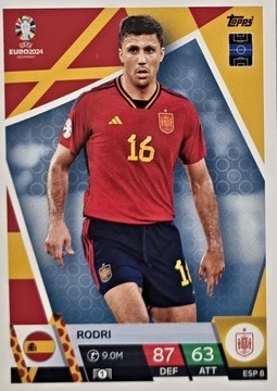 EURO 2024 TOPPS MATCH ATTAX ESP 8 RODRI HISZPANIA