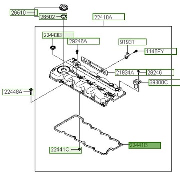 TĚSNĚNÍ KRYTU VENTILU HYUNDAI I40 OE 22441 2A700