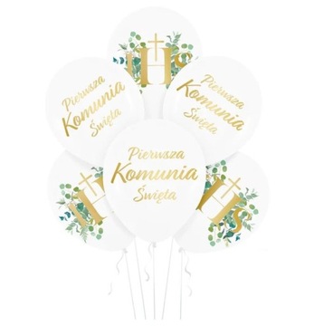 Dekoracje na Komunię Świętą balony lateksowe z nadrukiem Prezent na Hel
