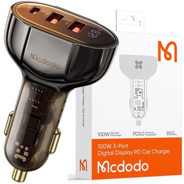 MCDODO ŁADOWARKA SAMOCHODOWA USB/USB-C PD 100W LCD