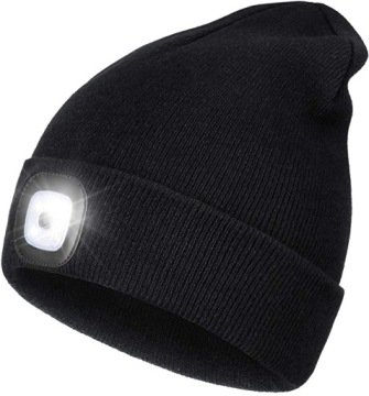 CZAPKA ZIMOWA Z LATARKĄ LAMPKĄ LED USB