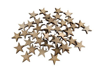 Scrapki drewniane gwiazdki decoupage zestaw 50 szt