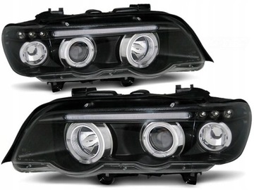 SVĚTLA SVĚTLOMET BMW X5 E53 99-03R RINGY LED BLACK