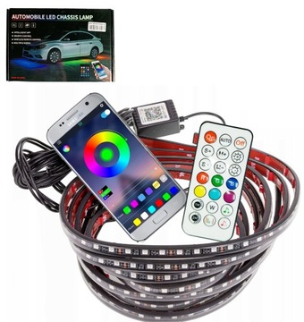 NEONY LED 2x 120cm 2x90cm PODŚWIETLENIE PODŁOGI LISTWY NA PILOT TELEFON