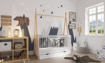 Кровать 2в1 TIPI 140х70 сосна БЕСПЛАТНЫЕ ПЕРИЛА