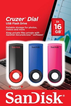 Pendrive SANDISK Cruzer Dial 16GB 3-pak