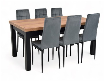 Zestaw stół rozkładany 90x160/210 cm + 6 krzeseł tapicerowanych KOLORY