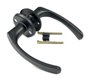 KLAMKA DO DRZWI CZARNA ALUMINIOWA WEWNĘTRZNA DRZWIOWA OKRĄGŁY SZYLD