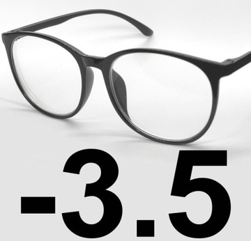 OKULARY KOREKCYJNE duże MINUSY czarne -3.5