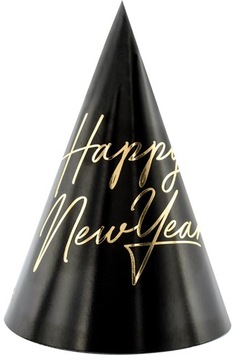 CZAPECZKI papierowe HAPPY NEW YEAR czarne NOWY ROK