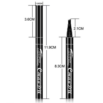 4-точечная ручка для бровей, водостойкая, черная для макияжа