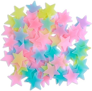 GWIAZDKI FLUORESCENCYJNE NAKLEJKI ŚWIECĄCE 100szt