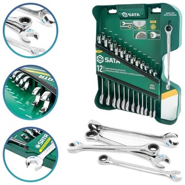 SATA KLUCZE PŁASKO OCZKOWE Z GRZECHOTKĄ 09066 13SZ