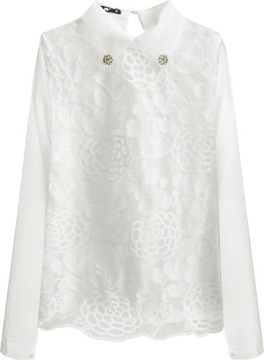 ELEGANCKA BLUZKA KOŁNIERZYK 8521/1 ECRU L (40)