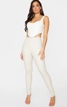 SPODNIE KREMOWE EKO SKÓRA PRETTYLITTLETHING