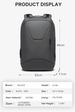 РЮКЗАК BANGE city для НОУТБУКА ПЛАНШЕТА TSA USB