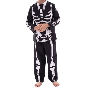 Zestaw spodni i krawatów w kształcie szkieletu na Halloween. Kostium na