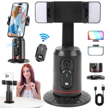 Stativ Pro Fotografování Gimbal Bluetooth Držák Telefonu 2 Lampy Sledování Obličeje