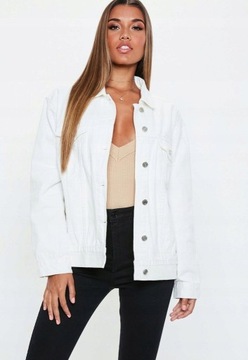 MISSGUIDED BIAŁA JEANSOWA KURTKA OVERSIZE 36