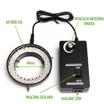 РЕГУЛИРУЕМОЕ ОСВЕЩЕНИЕ 56 светодиодов ДЛЯ МИКРОСКОПА 60 ММ