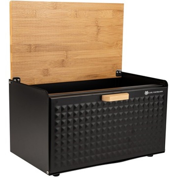 ХЛЕБНАЯ КОРОБКА ЧЕРНАЯ БОЛЬШАЯ ХЛЕБНАЯ КОРОБКА КОНТЕЙНЕР ДЛЯ ХЛЕБА СТАЛЬ ДЕРЕВО