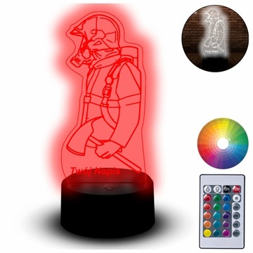 Lampka na biurko Statuetka Led Strażak Straż Pożarna Grawer Napis + Pilot