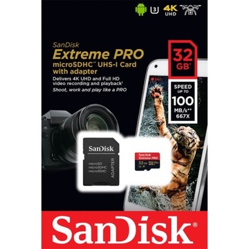 Карта Micro SD 32 ГБ Адаптер SanDisk Extreme PRO