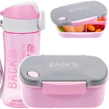 ZESTAW ŚNIADANIOWY BIDON ŚNIADANIÓWKA BACKUP RÓŻOWY