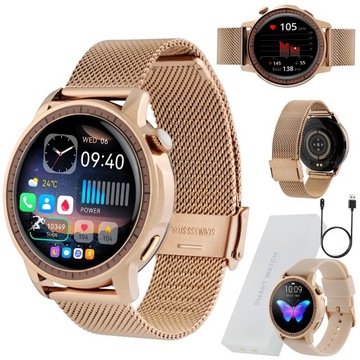 Damski Smartwatch Zegarek Funkcja Rozmowy Menu PL Okrągły Gładki AMOLED