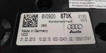 AUDI A3 8V TDI PŘÍSTROJOVÁ DESKA BUDÍK 8V0920870K