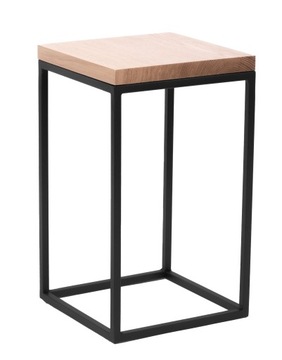 KWIETNIK STOJĄCY STOJAK PÓŁKA NA KWIATY METALOWY czarny 40cm lity dąb deska