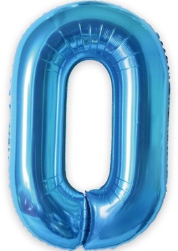 DUŻY NIEBIESKI BALON foliowy 100 CM CYFRA 0 ZERO