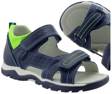 SKÓRZANE SANDAŁY CHŁOPIĘCE BUTY DZIECIĘCE SANDAŁKI NA RZEPY R. 30