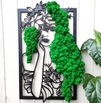 Украшение ЖЕНЩИНА с мхом и мхом XL живая настенная живопись мхом и мхом