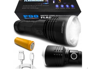 МОЩНЫЙ СВЕТОДИОДНЫЙ ТАКТИЧЕСКИЙ ФОНАРЬ XHP90 ZOOM USB BALONG