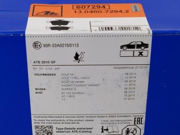 ТОРМОЗНЫЕ КОЛОДКИ ATE ЗАДНИЕ 13.0460-7294.2