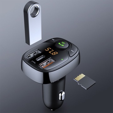 FM-ПЕРЕДАТЧИК С ЗАРЯДНЫМ УСТРОЙСТВОМ QC4.0 PD USB-C ROCK B301