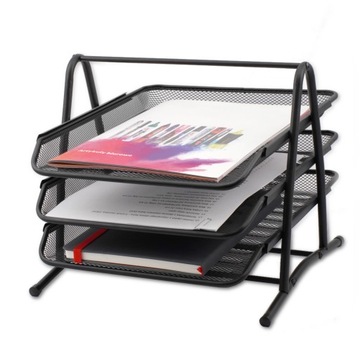 Настольный органайзер с 3 ящиками А4, металлический, черный