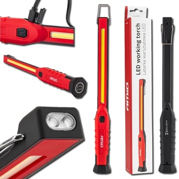 Lampka warsztatowa Latarka inspekcyjna LED COB AKU 1800mAh Robocza 300LM