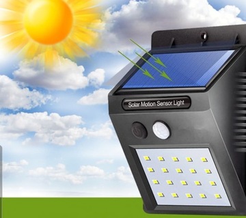 LAMPA SOLARNA Z CZUJNIKIEM RUCHU/ZMIERZCHU 20 LED