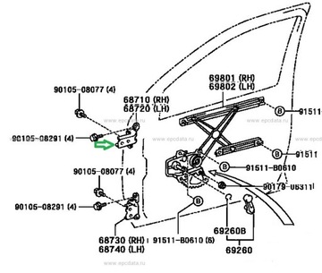 PANT DVEŘE LEVÝ PŘEDNÍ VRCH TOYOTA YARIS 68720-0D010 ORIGINÁLNÍ