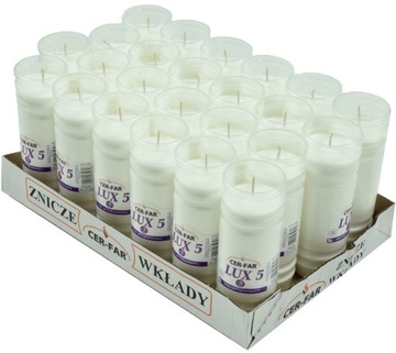 Wkłady do zniczy 18 cm / 5 dni CER-FAR LUX 5 104 ZGRZEWKA 24 sztuki